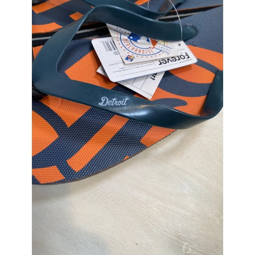 Detroit Tigers MLB Baseball‎ Flip Flops Sandals Blue Orange New Mens Large 9-10